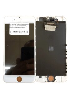 Дисплей для iPhone 6, білий, з сенсорним екраном, з рамкою, Original, переклеєно скло