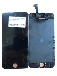 Дисплей для iPhone 6, чорний, з сенсорним екраном, з рамкою, Original, переклеєно скло
