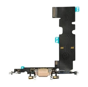 Шлейф для iPhone 8 Plus, конектор навушників, конектор зарядки, золотистий, з мікрофоном