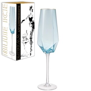 Келих для шампанського з кольорового скла 380 мл S&T Blue ice ST7051-06