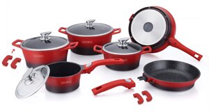 Набір кухонного посуду Royalty Line Red/Black 14 предметів RL-2014M