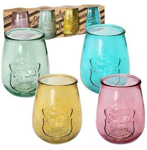 Набір склянок із кольорового скла 4 штуки 700 мл SNT Retro Mix 9450-1