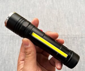 Ліхтар акумуляторний потужний яскравий T6-26 ліхтарик ручний з магнітом, зумом та бічним світлом T6 +COB 18650