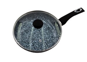 Якісна універсальна сковорода для смаження Benson BN-519 26 см із гранітним покриттям із кришкою