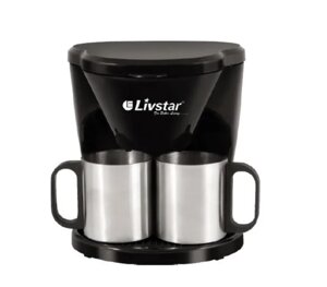 Крапельна електрична кавоварка Livstar LSU-1189 (2 чашки) 650W в наборі з 2 чашками