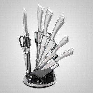 Набір ножів для кухні Royalty Line RL-KSS600 7в1 кухонні ножі з нержавіючої сталі на підставці, що обертається.
