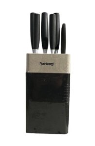 Набір ножів для кухні з підставкою Rainberg RB-8808 кухонні ножі та підставки чорний