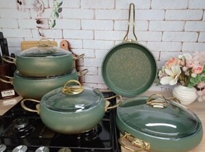 Набір посуду каструль преміум класу O. M. S. Collection 3024 для індукційної плити Зелений (Туреччина)