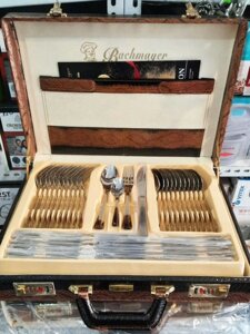 Набір столових приладів з 72 предметів у подарунковій валізі Bachmayer BM-7253 на 12 персон ложки, виделки (вилки), ножі