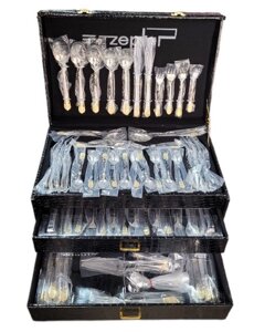 Набір столових приладів з 86 предметів в подарунковій валізі Zepter Z-605 на 12 персон ложки, виделки (вилки), ножі