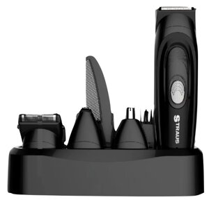 Універсальний акумуляторний триммер Straus ST/GK-0410 11в1 машинка для стрижки волосся бороди Чорний