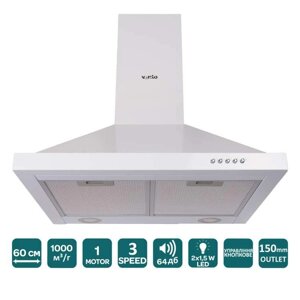 Витяжка кухонна камінна 60 см біла Ventolux Lazio 60 wh (1000)