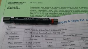 Калібри-пробки метричної різьби М9х0.75  ПР-НЕ 6h  комплект в Києві от компании Метролог Пром