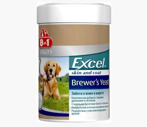 Вітаміни 8в1 Excel Brewer's Yeast з пивними дріжджами часником для шкіри хутра кішок і собак, 140 таблеток