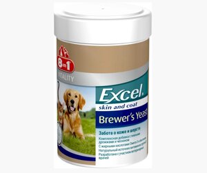 Вітаміни 8в1 Excel Brewer's Yeast з пивними дріжджами часником для шкіри хутра кішок і собак, 1430 таблеток