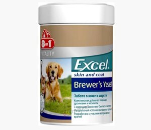 Вітаміни 8в1 Excel Brewer's Yeast з пивними дріжджами часником для шкіри хутра кішок і собак, 780 таблеток