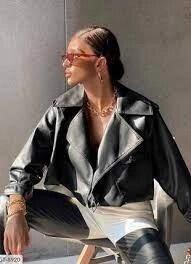Жіноча куртка коротка оберсайз з екожі в стилі Gucci. Є розміри. M