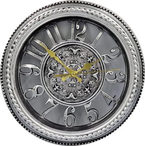 3д настінний годинник — металевий, прозорий ZEGARKI_wks NO. 778832_SREBRNY