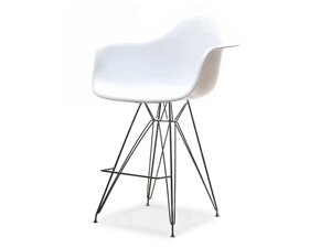 Барний стілець із пластику на промисловій базі eps rod 2, білий і чорний