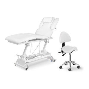 Білий масаж Fasha Nantes білий + берлінський сідловий стілець із спиною - білі 1} таблиці масажу та