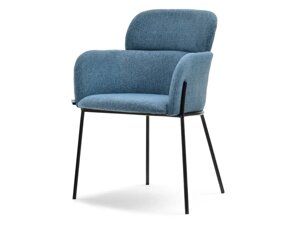 Biagio синій стілець із підлокітниками на чорних металевих ніжках для вітальні