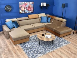 Великий модульний кутовий диван miami 6 type cw 3 відтінки коричневого велюру