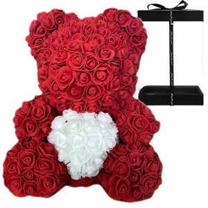 Великий плюшевий ведмедик з трояндами + подарункова коробка WKS VALENTINO MIö Z RöDUßY _ CZERWONY (60838) SERCE