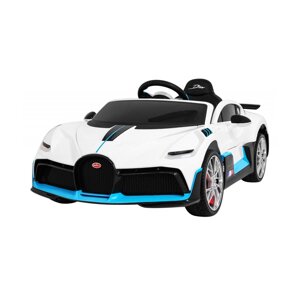 Bugatti Divo Дитячий автомобіль на акумуляторі Білий + Пульт керування + EVA + Безплатний запуск + LED MP3