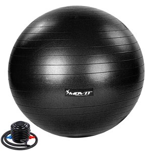 Чорний м'яч для йогі для фітнеса пілатеса 65 см насос