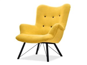 Dalton yellow стьобане раннє крісло на чорних металевих ніжках для вітальні