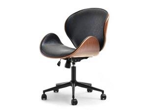 Дерев'яне крісло-відро egg boom з чорної шкіри античного горіха для офісу на колесах