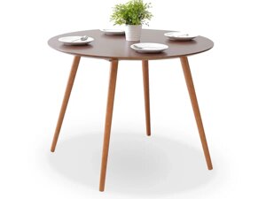 Дерев'яний стіл із круглою стільницею для їдальні або вітальні tilia walnut