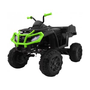 Дитячий квадроцикл Quad XL на акумуляторі Чорний-Зелений + привод 4х4 + багажник + вільний старт + EVA +