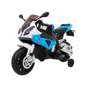 Дитячий мотоцикл BMW S1000 RR на акумуляторі Синій + Додаткові колеса + Підніжка