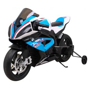 Дитячий мотоцикл на акумуляторі BMW HP4 Синій + Додаткові колеса + Вільний старт + EVA + Світлодіод MP3
