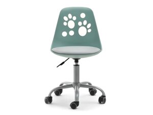 Дитячий офісний стілець на ніжках пастельно-зелений із сірою ніжкою та м'яким сидінням