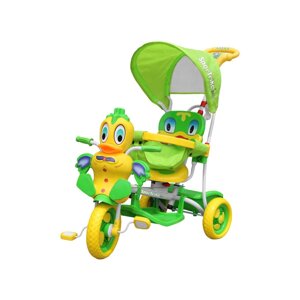 Дитячий велосипед 3-колісний Duck Green + Звуки + Навіс + Бар'єр + Підставка для ніг + Ручка + Полози + Місце