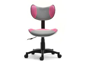 Дитячий обертовий офісний стілець кіт сіро-рожевий регульований без підлокітників для дівчинки