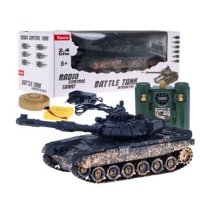Дистанційно керований танк Т-90 для дітей 3+ Стрільба модель Камуфляж 1:28 + Великий танковий бій + Звуки