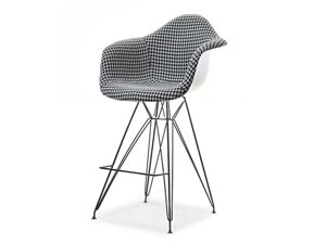 Дизайнерський барний стілець із м'якою оббивкою й підлокітниками eps hounds чорний метал