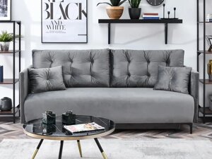Дизайнерський диван-ліжко molly, сірий стьобаний велюр, для вітальні