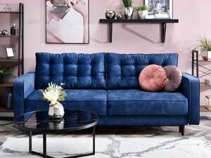 Дизайнерський дизайнерський диван lavia темно-синій стьобаний диван із щоденною функцією сну на дерев'яних