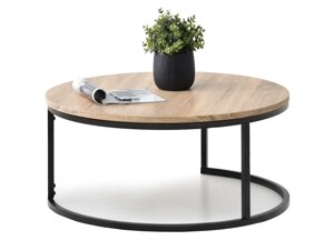 Дизайнерський круглий стіл kodia xl sonoma на чорній сталевій ніжці