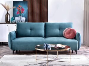 Дизайнерський lulu бірюзовий велюровий диван зі спальною функцією на металевих ніжках