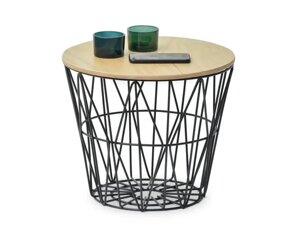 Дизайнерський металевий столик okinawa чорний помічник із шухлядою та дерев'яною стільницею