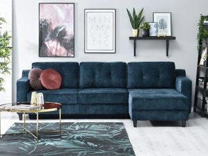 Дизайнерський розсувний кутовий диван eren темно-синій зі стьобаними подушками