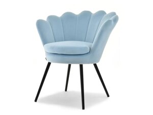 Дизайнерський стілець lazar блакитний велюр на чорних металевих ніжках