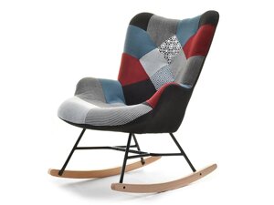 Дизайнерське крісло-гойдалка sibil patchwork зручне сидіння на дерев'яних полицях