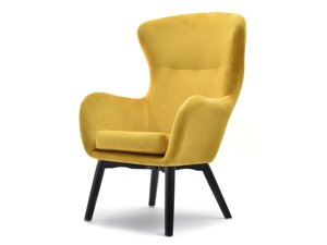 Дизайнерське крісло leta, жовті підруки, на чорних дерев'яних ніжках
