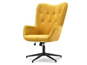 Дизайнерське крісло trini, жовтий оксамит, зі стьобанням і функцією качати на чорній матовій ніжці
